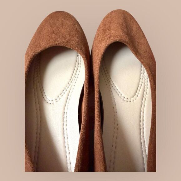 Shein Women's Size 7 38 Brown Faux Suede Heeled Slip On Loafers Pumps - Picture 6 of 9